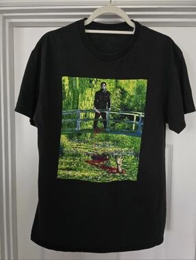 Halloween Michael Myers Shirt Short Sleeve Mens Large Black Tee Great Condition